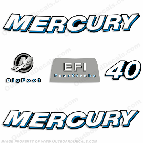 Mercury 40hp Fourstroke Decals (Blue) 2006 INCR10Aug2021