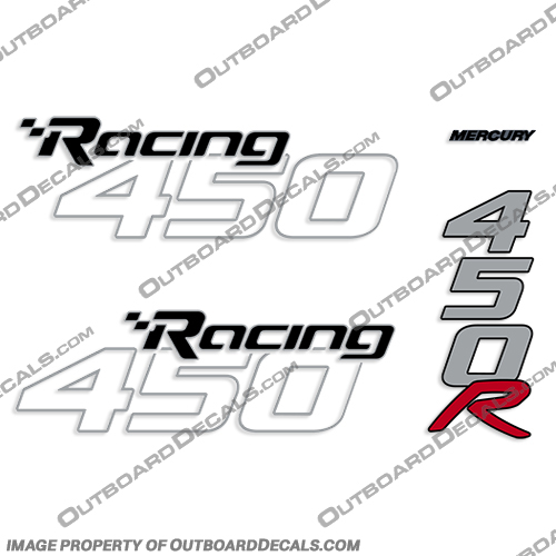 2019 - 2023 Mercury 450hp Verado Racing Decals mercury, 450, 450r, racing, efi, salt, water, saltwater, custom, outboard, engine, motor, decal, sticker, kit, set, verado, black, models, engines, 6, cylinder, 2006, 2007, 2008, 2008, 2009, 2010, 2011, 2012, 2013, 2014, 2015, 2016, 2017, red, dual stripes, 2019, 2020, 2021, 2022, 2023,