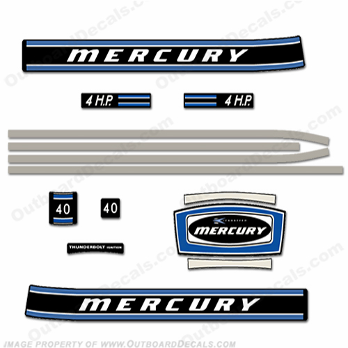 Mercury 1972 4HP Outboard Engine Decals INCR10Aug2021