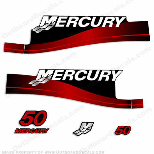Mercury 50hp 2-Stroke Decal Kit 1999-2006 (Red) INCR10Aug2021