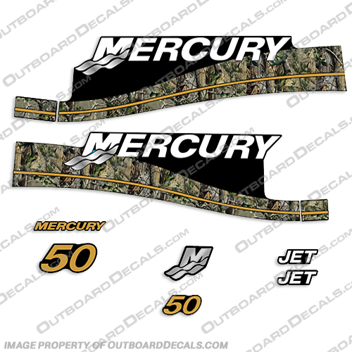 Camo Mercury 50hp Jet Drive Decal Kit 1999 2000 2001 2002 2003 2004 Camo, Mercury, 50, 50hp, hp, horsepower, jet, drive, decal, decals, kit, 1999, 2000, 2001, 2002, 2003, 2004, 1999 - 2004,