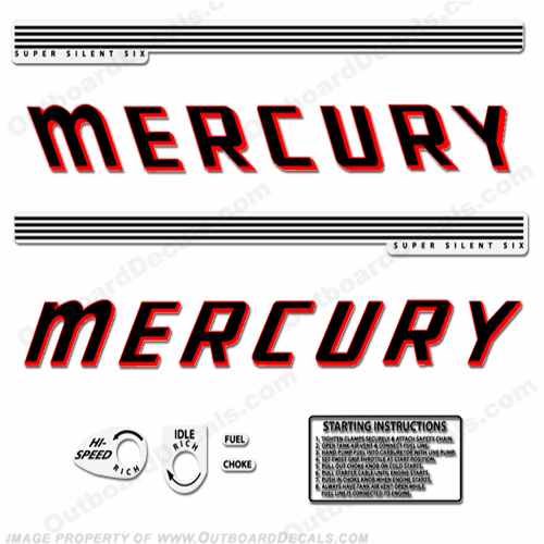 Mercury 1960 60hp Outboard Engine Decals 