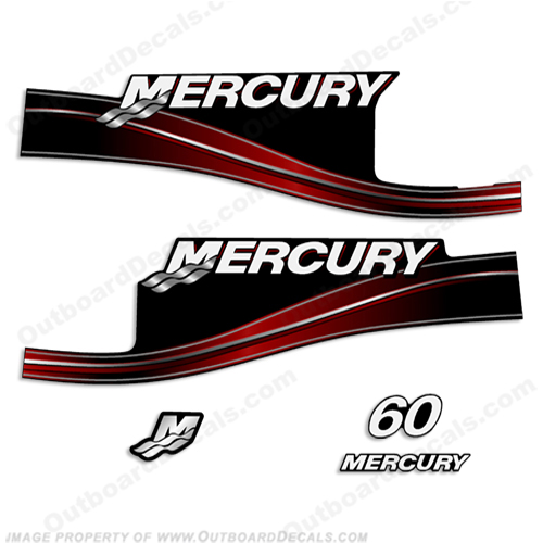 Mercury 60hp 2 Stroke Decal Kit 2005 - 2009 60 hp, 2 stroke, 2005, 2006, 2007, 2008, 2009, INCR10Aug2021