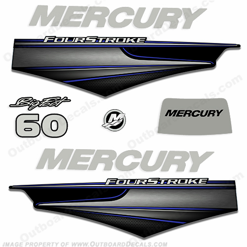 Mercury 60hp BigFoot FourStroke Decals - 2013+ (Blue) big, foot, big foot, big-foot, INCR10Aug2021