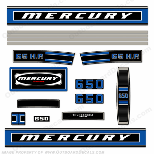Mercury 1975 65HP Outboard Engine Decals INCR10Aug2021