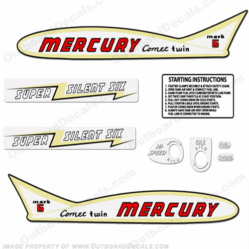 Mercury 1955 6HP Outboard Engine Decals INCR10Aug2021