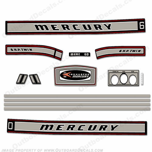 Mercury 1967 6HP Outboard Engine Decals INCR10Aug2021
