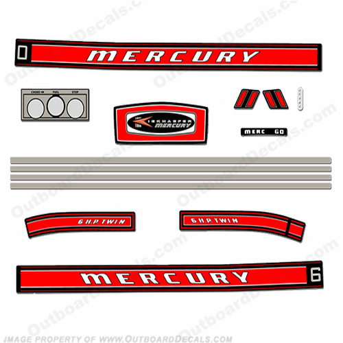Mercury 1968 6HP Outboard Engine Decals INCR10Aug2021