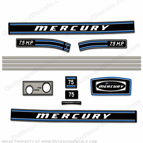 Mercury 1972 7.5HP Outboard Engine Decals INCR10Aug2021
