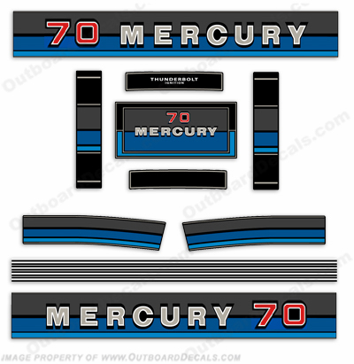 Mercury 1980-1982 70HP Outboard Engine Decals INCR10Aug2021