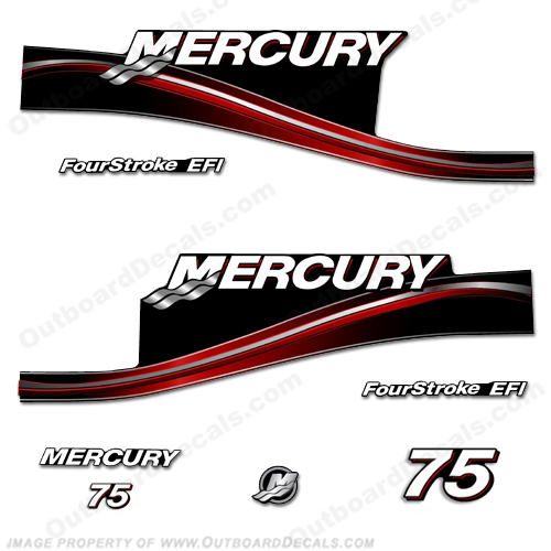 Mercury 75hp "Fourstroke EFI" Decals - 2005 (Red) INCR10Aug2021