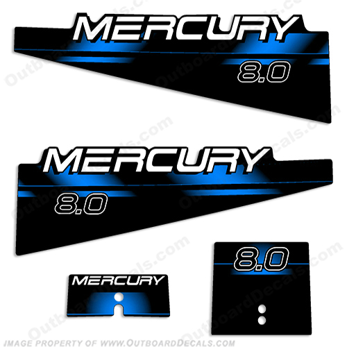 Mercury 8.0hp Decal Kit - 1994 - 1998 Blue INCR10Aug2021