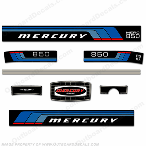 Mercury 1976 - 1977 85HP Outboard Engine Decals Mercury, 1976, 1977, 85, 85hp, Outboard, Engine, Decal, Decals