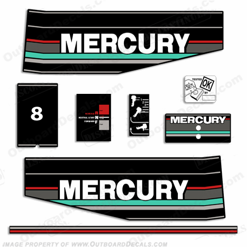 Mercury 1993 8HP Outboard Engine Decals INCR10Aug2021