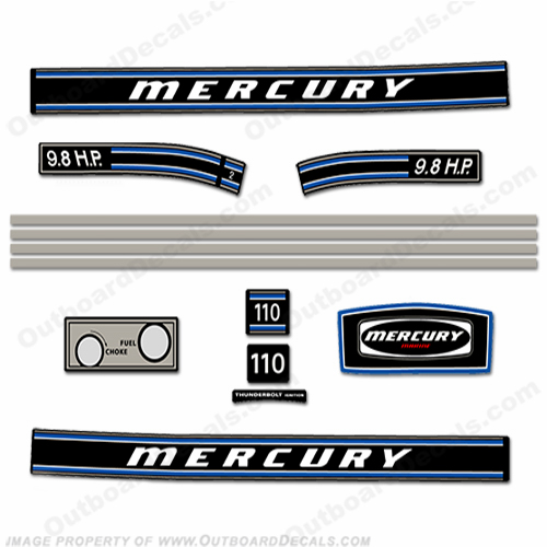 Mercury 1973 9.8HP Outboard Engine Decals INCR10Aug2021