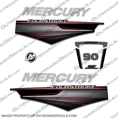 Mercury 90hp FourStroke Decals - 2013 2014 2015 2016 2107 2018 2019 2020 2021 2022 mercury, 90, 90 hp, 90p, four, stroke, 2011, 2012, 2013, 2014, 2015, 2016, 2107, 2018, 2019, 2020, 2022, 2021, command, thrust, racing, efi, salt, water, saltwater, custom, outboard, engine, motor, decal, sticker, kit, set, INCR10Aug2021