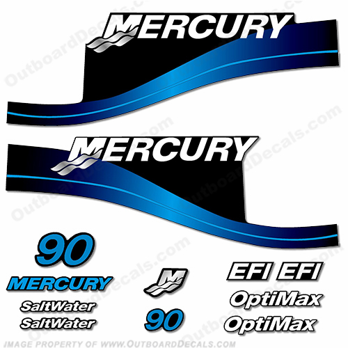 Mercury 90hp EFI/Optimax Decal Kit (Blue) INCR10Aug2021