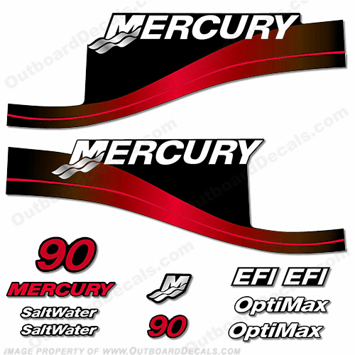 Mercury 90hp EFI/Optimax Decal Kit (Red) INCR10Aug2021