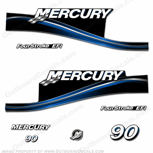 Mercury 90hp "Fourstroke EFI" Decals - 2005 (Blue) INCR10Aug2021