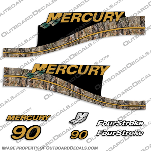 Mercury 90hp 4-Stroke 1999 - 2004 Decal Kit - Real Camo mercury, decals, 90, hp, 90hp, 4, 4stroke, 4-stroke, four, four-stroke,saltwater, real, tree, camo, camoflauge, 1999, 2000, 2001, 2002, 2003, 2004, 1999 - 2004,