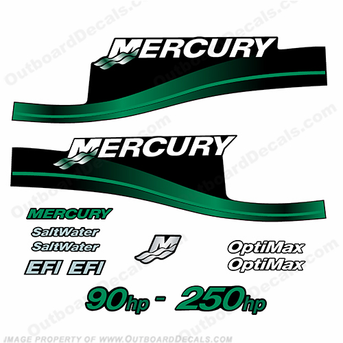 Mercury 90hp - 250hp Decals - Custom Color Green INCR10Aug2021