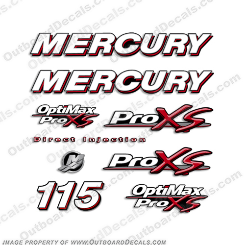 Blue Mercury 115 Hp Optimax Saltwater Outboard Engine Decal Sticker Set