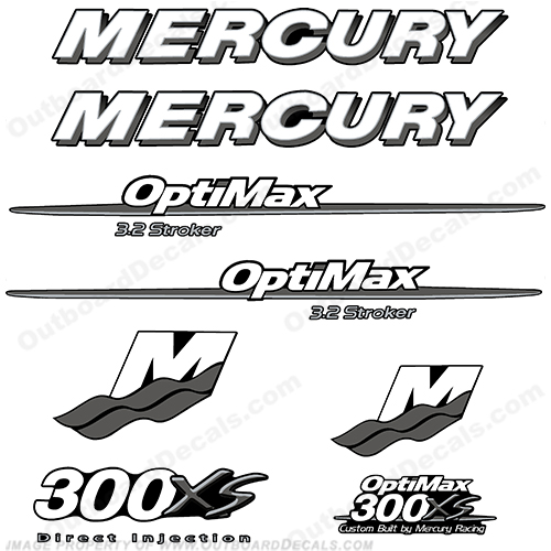 Mercury Custom 300xs Decal Kit - White/Silver 300, 300-xs, 300 xs, xs, INCR10Aug2021
