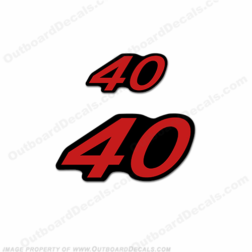 Mercury Single "40" Decal - Red (Set of 2) INCR10Aug2021