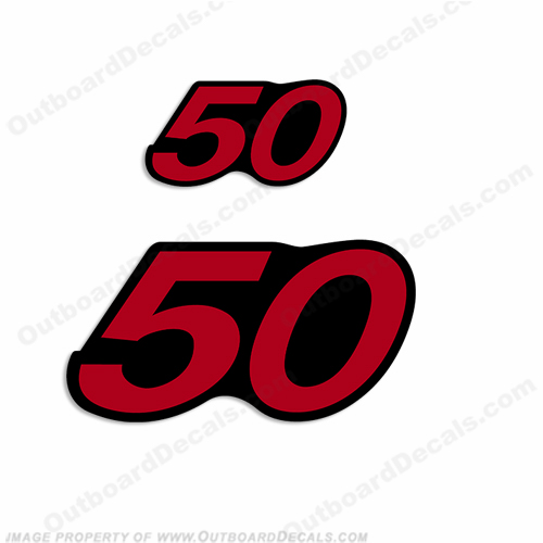 Mercury Single "50" Decal - Red (Set of 2) INCR10Aug2021