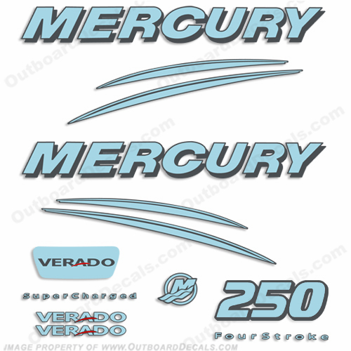 Mercury Verado 250hp Decal Kit - Powder Blue/Dark Gray INCR10Aug2021