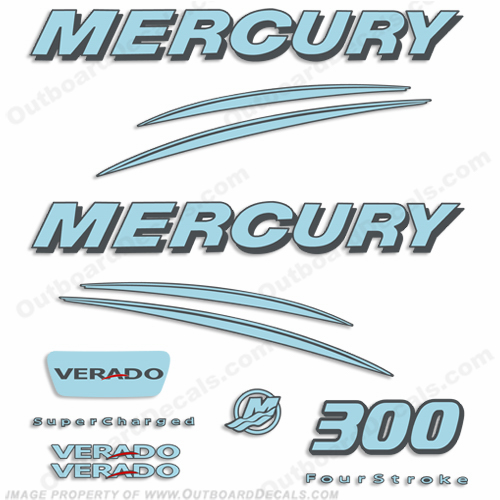 Mercury Verado 300hp Decal Kit - Powder Blue/Dark Gray INCR10Aug2021