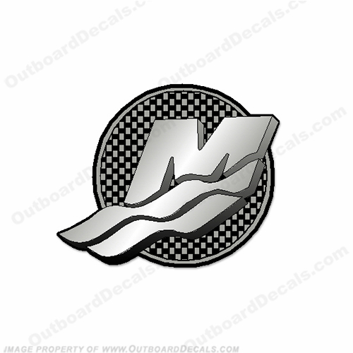 Mercury "M" Logo Decal - Chrome/Carbon Fiber circle, m, verado, INCR10Aug2021