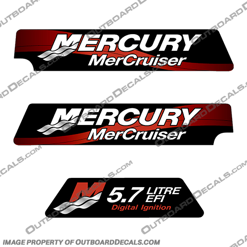 Mercury Mercruiser 5.7 Litre EFI Digital Ignition Flame Arrestor Decal Kit  mercruiser, mer, cruiser, 5.7, 5.7l, 5l, 5, flame, arrestor, bravo, alpha, one, thunderbolt, ignition, power, steering mpi, engine, valve, 454, flame, arrestor, mercury, decal, sticker, lx, v8, INCR10Aug2021