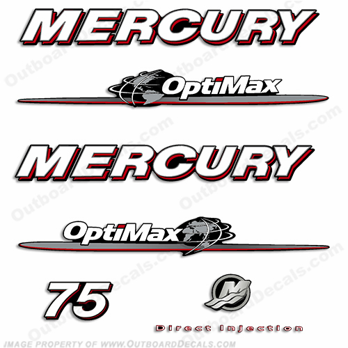 Mercury 75hp "Optimax" Decals - 2007-2012 INCR10Aug2021