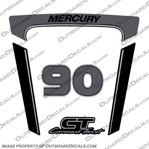 Mercury 90hp FourStroke Rear Decals - 2014 2015 2016 2107 2018 2019 2020 2021 2022 mercury, 90, 90 hp, 90hp, four, stroke, 2011, 2012, 2013, 2014, 2015, 2016, 2107, 2018, racing, efi, salt, water, saltwater, custom, outboard, engine, motor, decal, sticker, kit, set, INCR10Aug2021