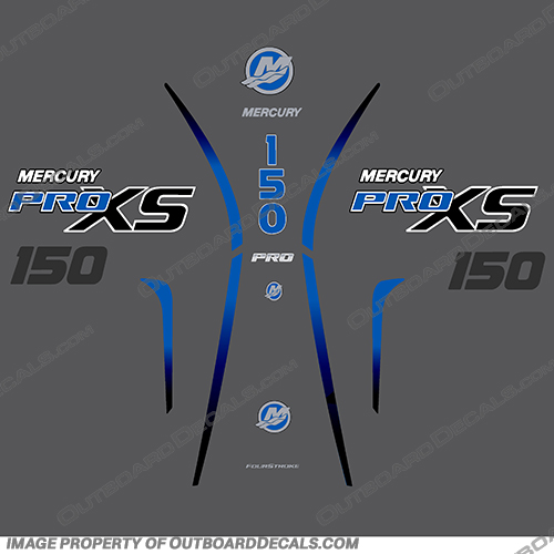 Mercury 150 PROXS New 2018 and up - Blue mercury, 150, proxs, pro, xs, new, 2018, 2019, 2020, 2021, 2022, blue, black, outboard, decals, stickers, engine, boat, 
