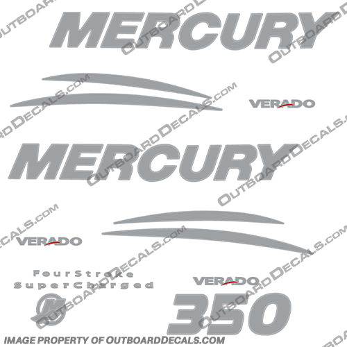 Mercury Verado 350hp Decal Kit - Chrome/Silver 300, 300 hp, fourstroke, four-stroke, 4 stroke, V 8, V-8, 2009, 2011, 2012, 2013, 2014, 2015, 2016, 2017, 2018, mercury, verado, 350, 350hp, outboard, engine, motor, decal, kit, sticker, set, INCR10Aug2021