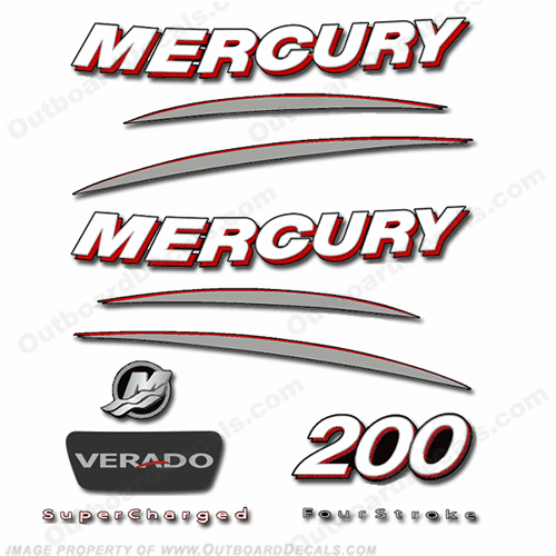 Mercury 200hp Verado Decal Kit - Curved INCR10Aug2021