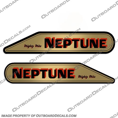 Neptune Mighty Mite Outboard Decals - Set of 2  Neptune, Boat, outboard, motor, engine, decal, sticker, kit, set, mighty, mite, set, of, 2, two