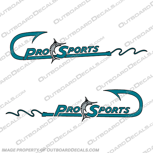 Pro Sports with Hook Boat Logo Decals (Set of 2) - Any Color! Prosport, prosports, pro, sport, sports, Decal, Decals, Kit, Any Color, Custom Color,