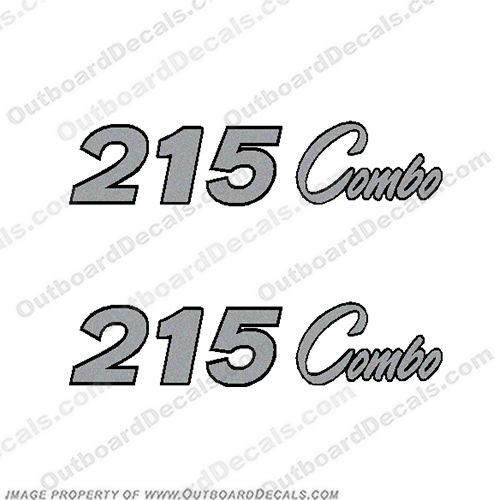 ProCraft "215 Combo" Decals - Set of 2 Silver procraft, 215, combo, pro, craft, boat, logo, decal, sticker, kit, set, silver