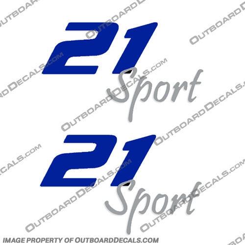 Pro-Line 21 Sport Boat Decals Sapphire Blue / Grey - Set of 2 proline, pro, line, pro-line, boats, 21, sport, boat, cabin, lettering, decal, sticker, kit, set, decals, of, 2, sapphire, grey, gray,