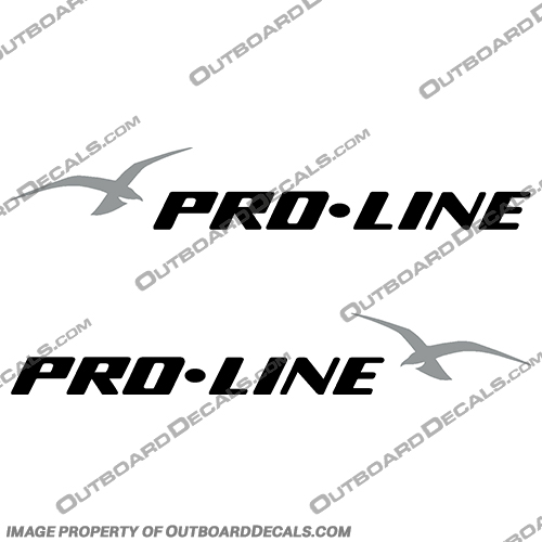 Pro-Line Decals Black and Silver (Set of 2)  proline, boats, pro, line, black, with, silver, bird, boat, logo, lettering, decal, decals, sticker, kit, set, of, two, 2