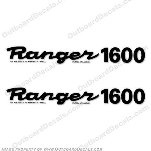 Ranger 1600 Decals (Set of 2) - Any Color!  ranger, r, 1600, v, boat, logo, marking, tag, model, sport, decals,decal, sticker, stickers, kit, set, INCR10Aug2021