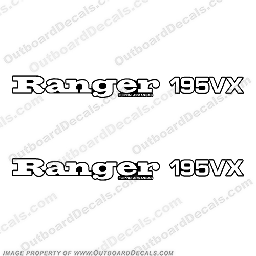 Ranger Boats - Ranger 195 VX Decals - Set of 2  ranger, boats, 195vx, boat, hull, logo, label ,lettering, decal, sticker, kit, set, of, two, decals 