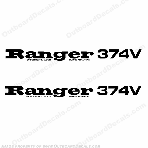Ranger 374V Decals (Set of 2) - Any Color! ranger, boat, boats, decal, sticker, any, color, custom, set, of, 2, two, 374, 374V