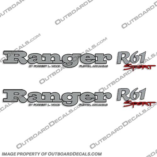 Ranger R61 Sport Decals (Set of 2)  ranger, r, 61, r61, 93, 83, 91, boat, logo, marking, tag, model, sport, decals,decal, sticker, stickers, kit, set, decals