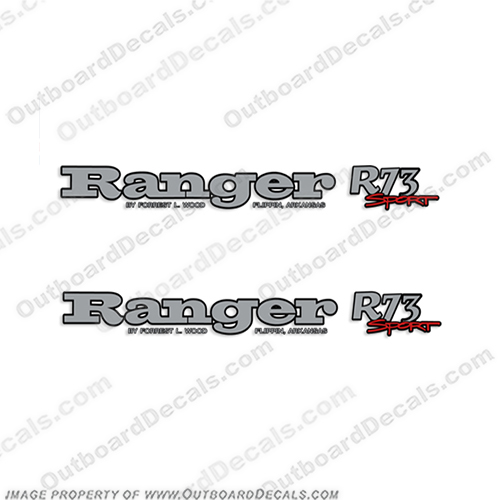 Ranger R73 Sport Decals (Set of 2)   ranger, r, 71, 73, 93, 83, 91, r, r71, boat, logo, marking, tag, model, sport, decals, decal, sticker, stickers, kit, set, INCR10Aug2021
