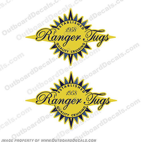 Ranger Tug Boat Decals (Set of 2)  ranger, r, 93, 83, 91, boat, tug, 1950, logo, marking, tag, model, sport, decals,decal, sticker, stickers, kit, set, r, 81, r 81, r-81, sport, INCR10Aug2021