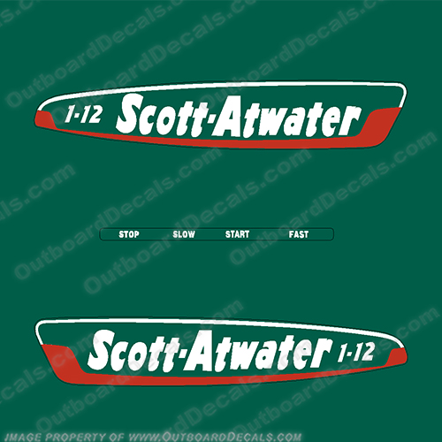 Scott Atwater 3.6hp 1-12 Outboard Engine Decal Sticker Kit  scott, atwater, 1-12, 503, model, 3.6, hp, outboard, engine, motor, decal, kit, set, 1945, 1946, 1947, 1948, 1949, 1950